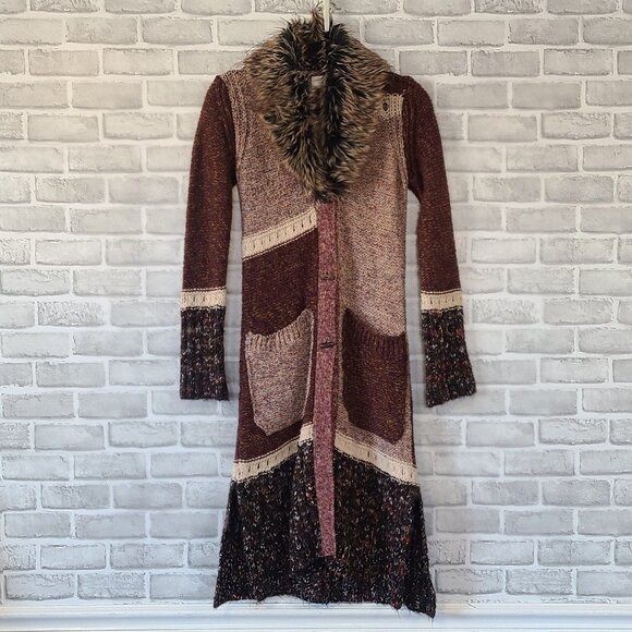Anthropologie Sweaters - Anthropologie Sitka Cardigan Sweater Coat Faux Fur Angel of the North Duster XS